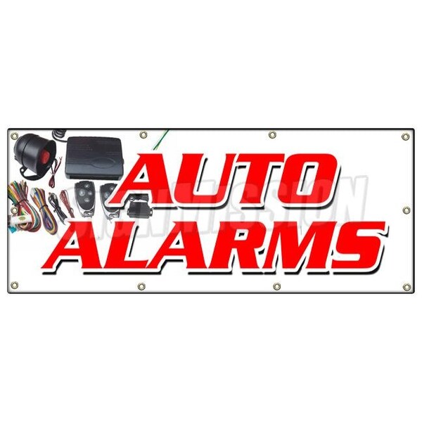 AUTO ALARMS BANNER SIGN installation power locks windows audio repairs